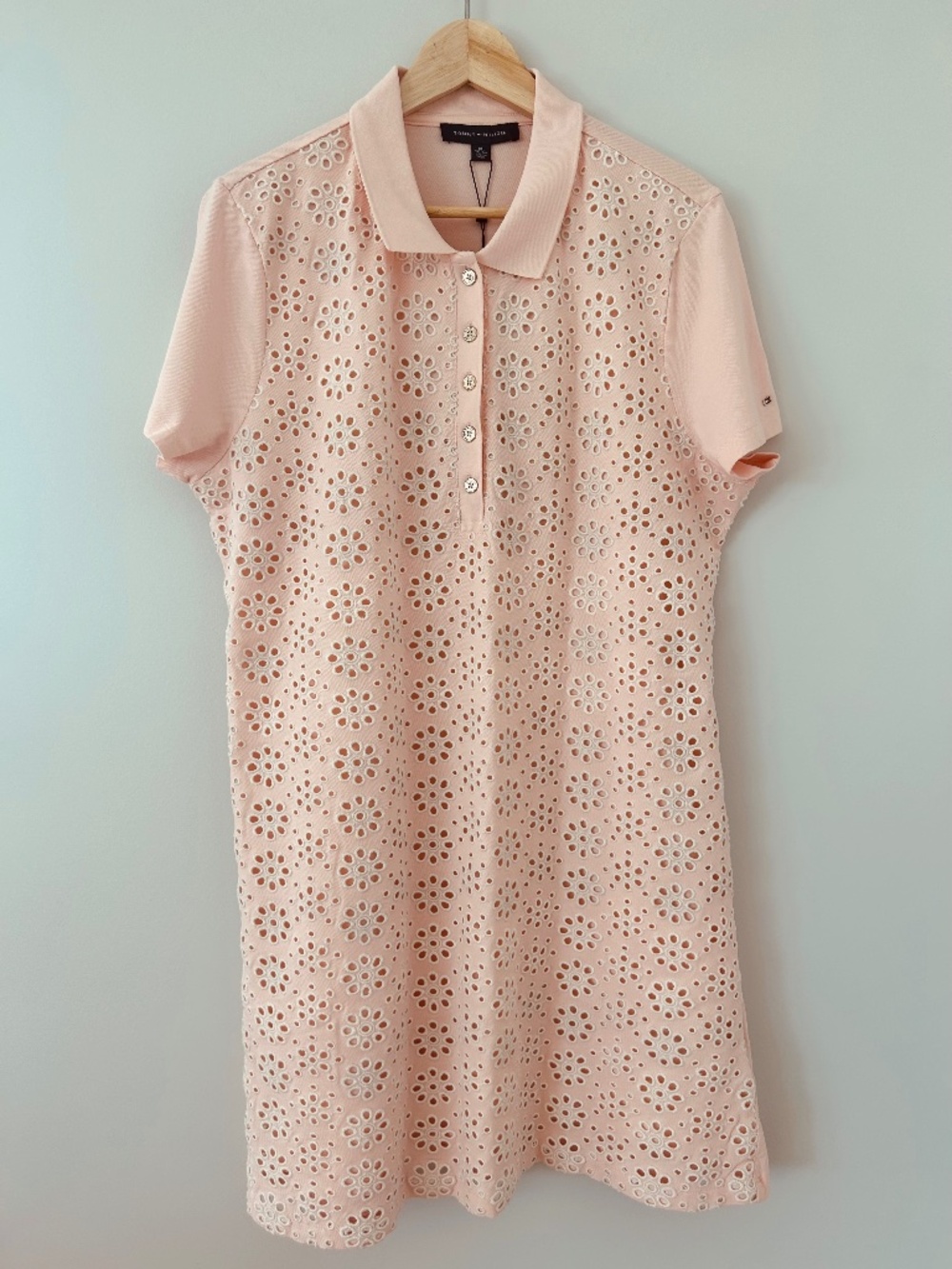 NWT Tommy Hilfiger Eyelet Polo Shirtdress in Blush Pink Sz XL